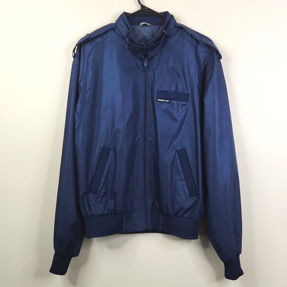 Vintage 80s Members Only Navy Blue Classic Iconic Racer Bomber Jacket 42 - Picture 1 of 7